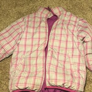Cute pink reversible girls puffer, The North Face